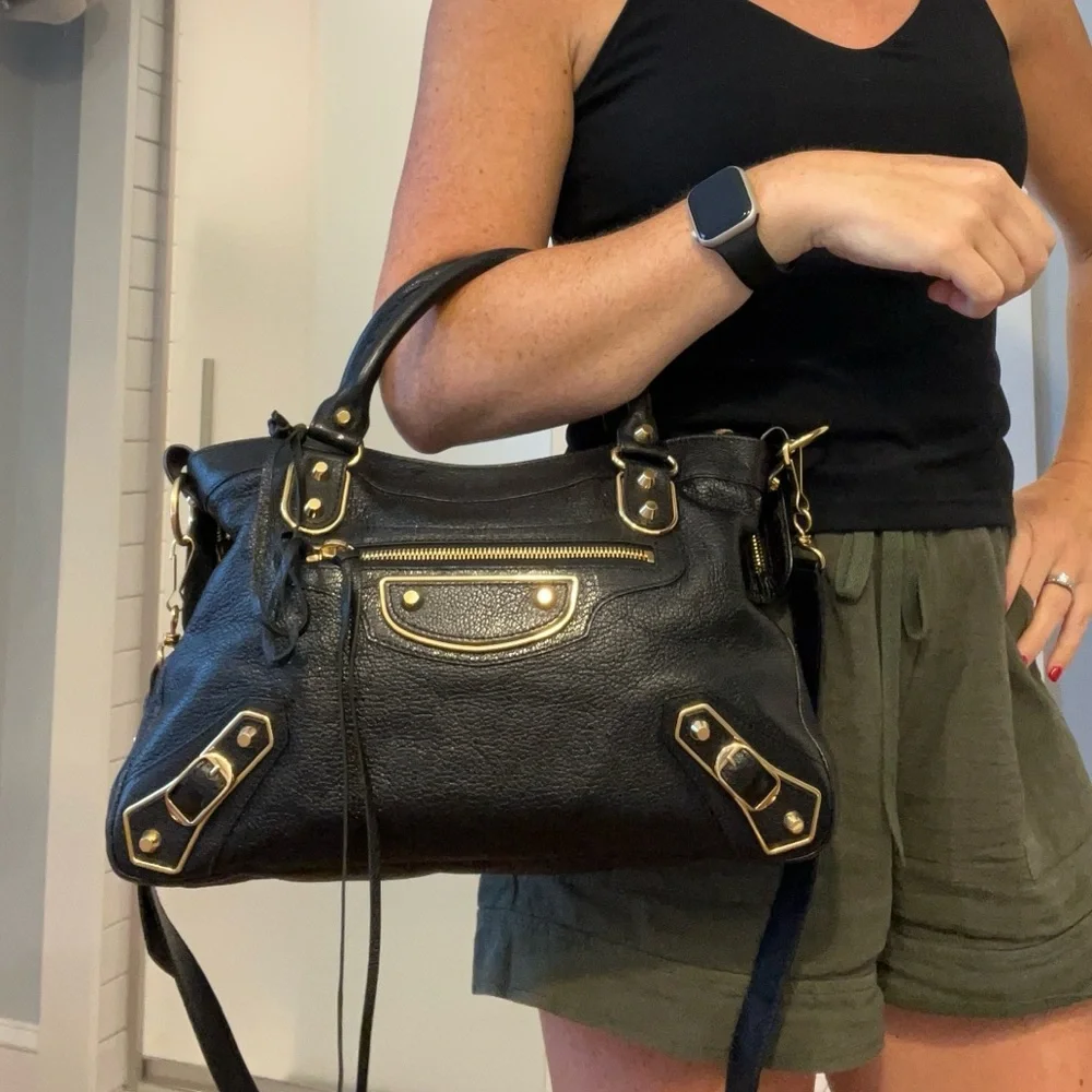 Balenciaga Black Shoulder Bag with Gold Accents - Picture 15 of 16